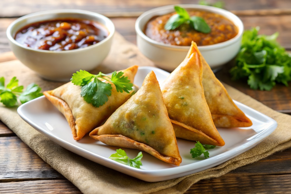 samosa and tamarind chutney